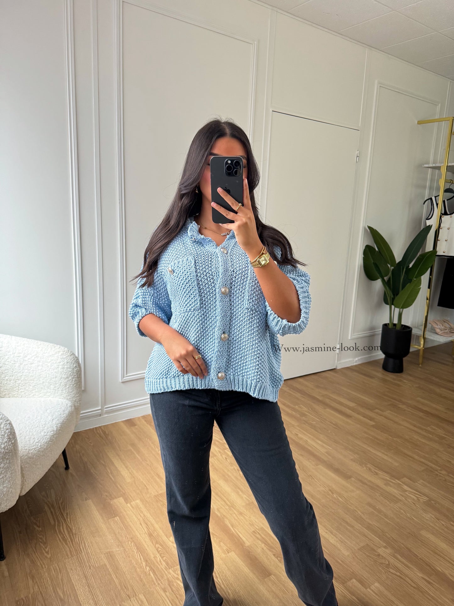 Gilet Crochet bleu ciel
