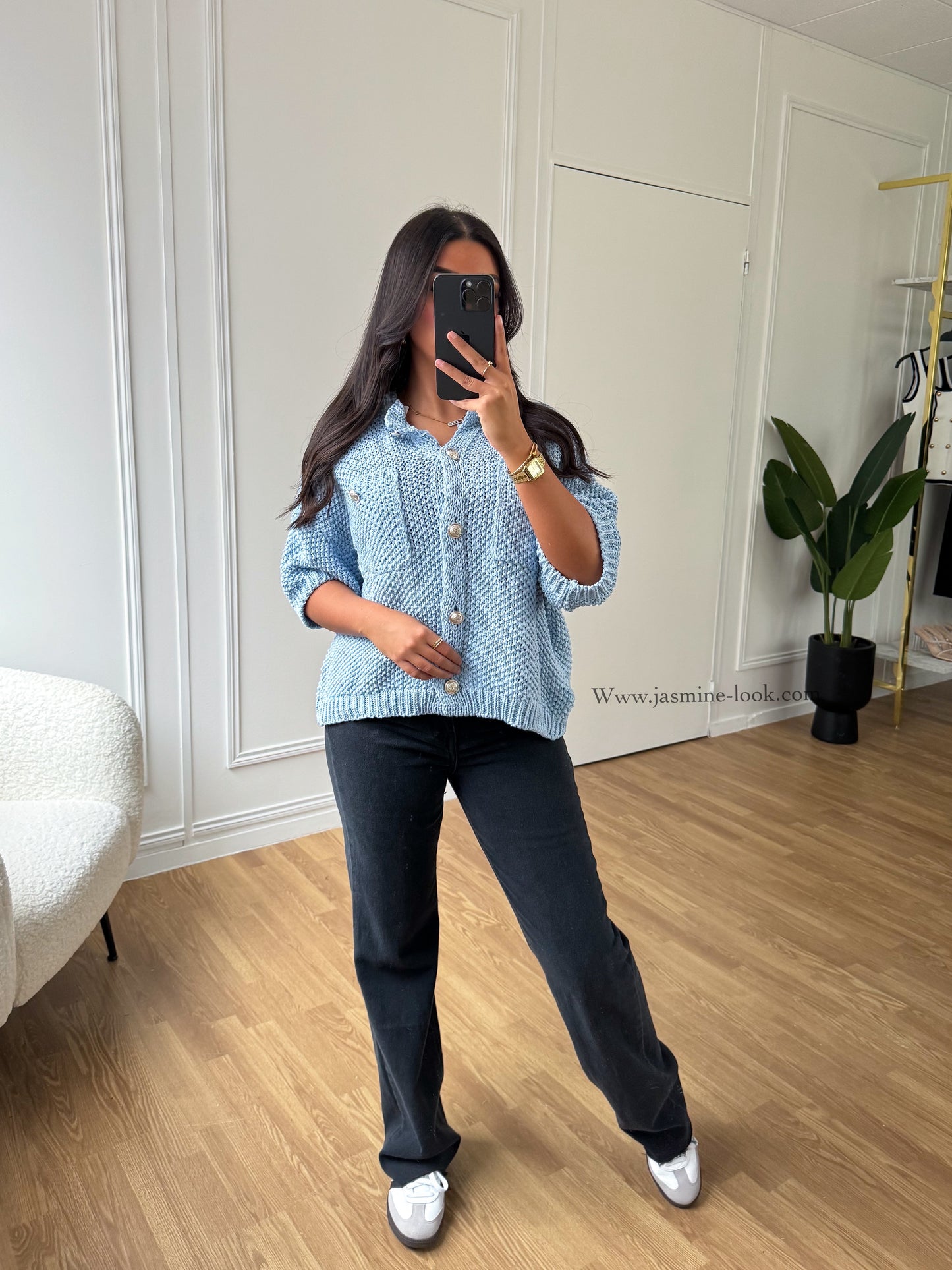 Gilet Crochet bleu ciel