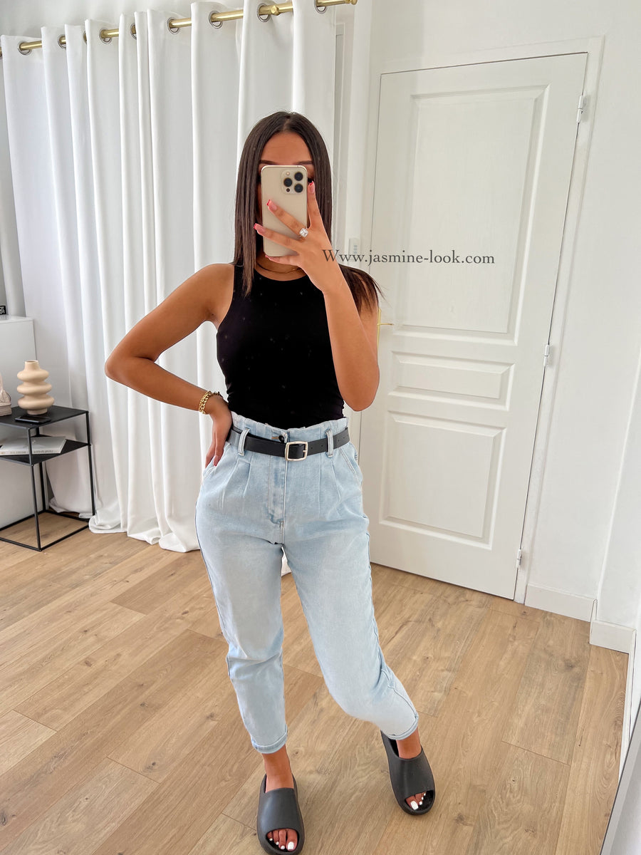 Jean mom best sale avec ceinture