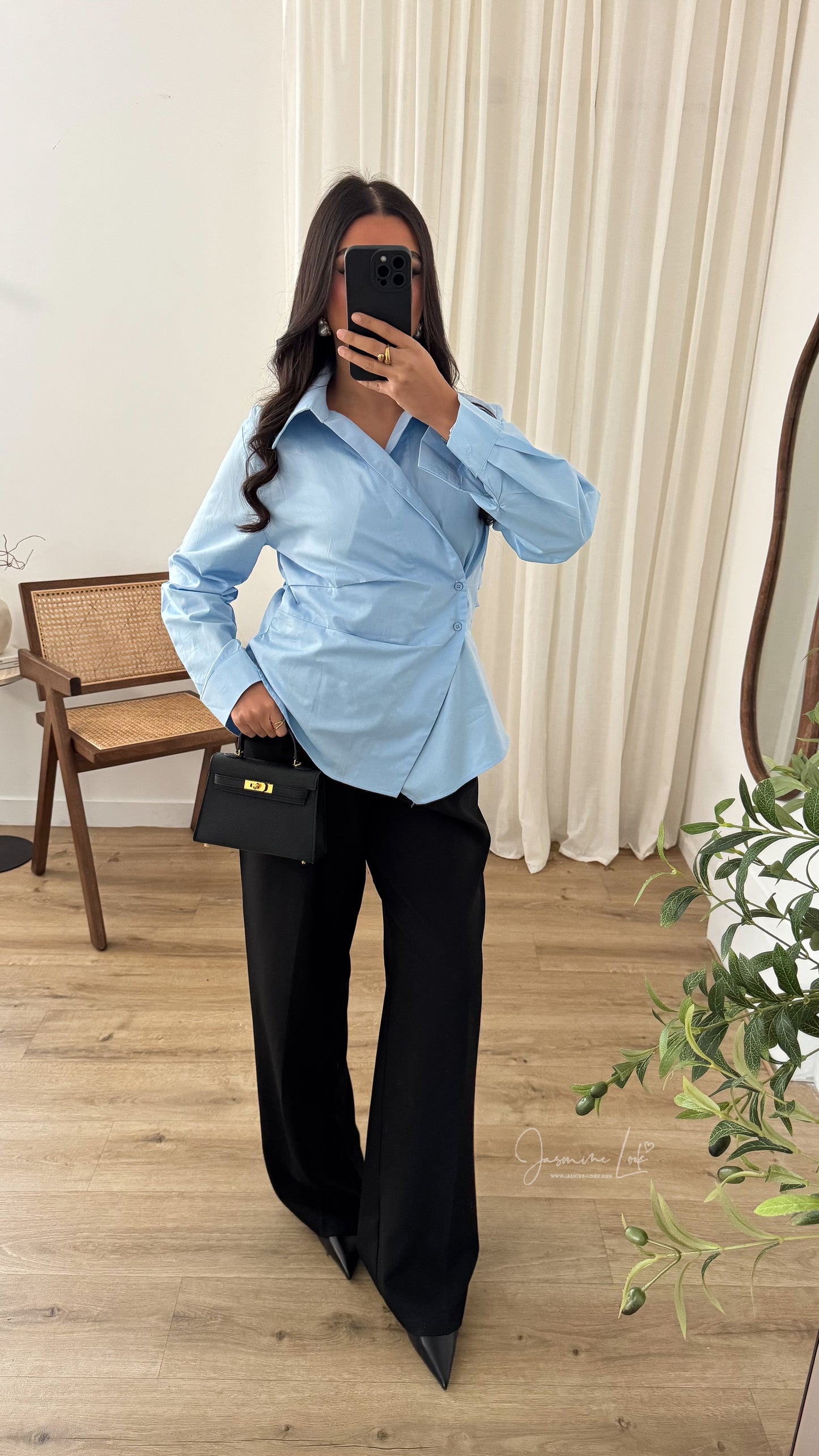 Chemise cache cœur | Bleu ciel