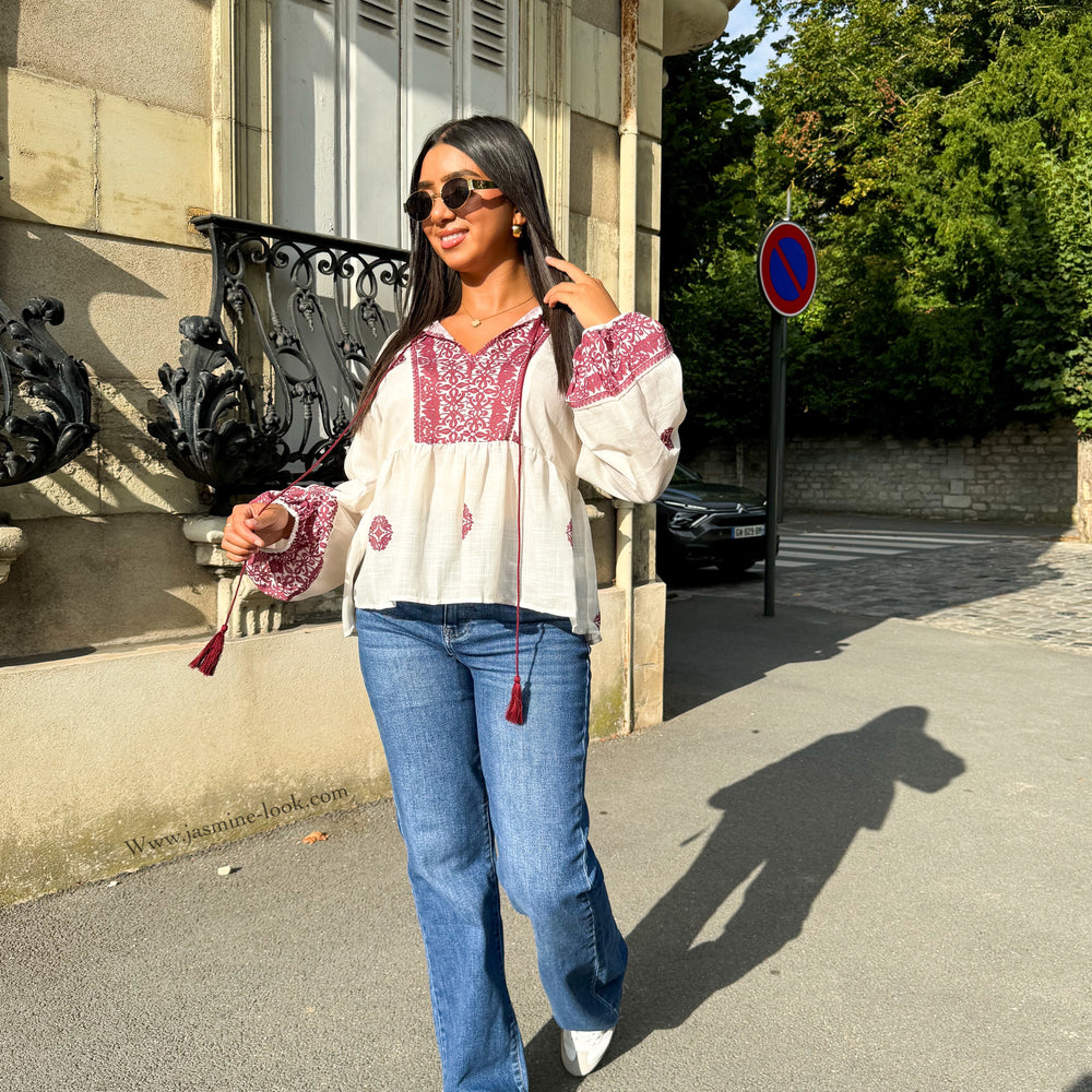 Burgundy Boho Blouse