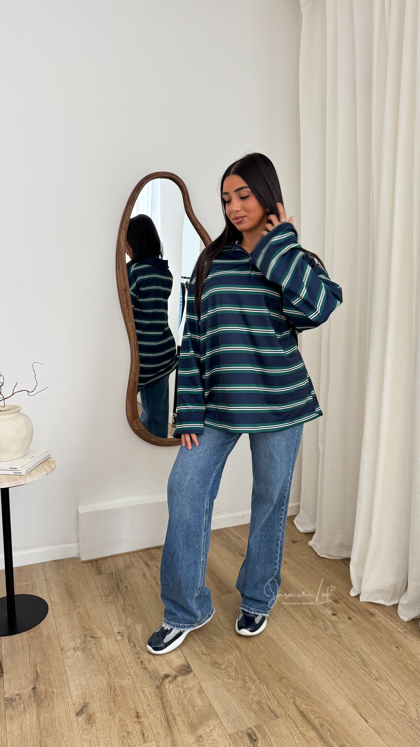 Polo Rayé polaire marine   | Vert