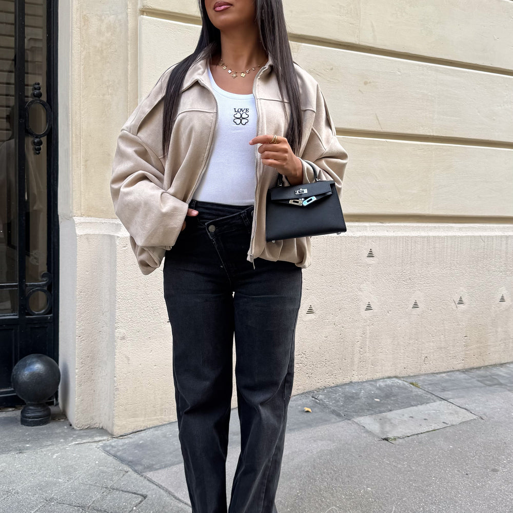 Veste Suède beige nude