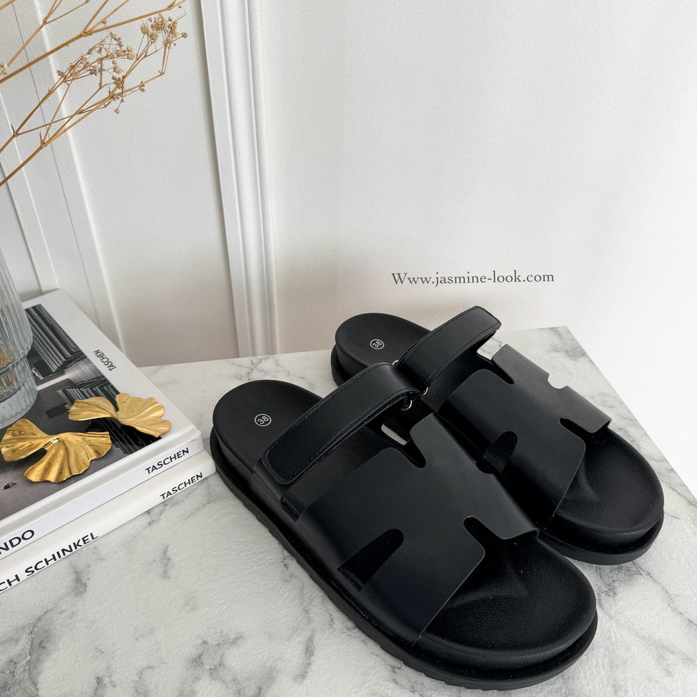 Black H Sandals