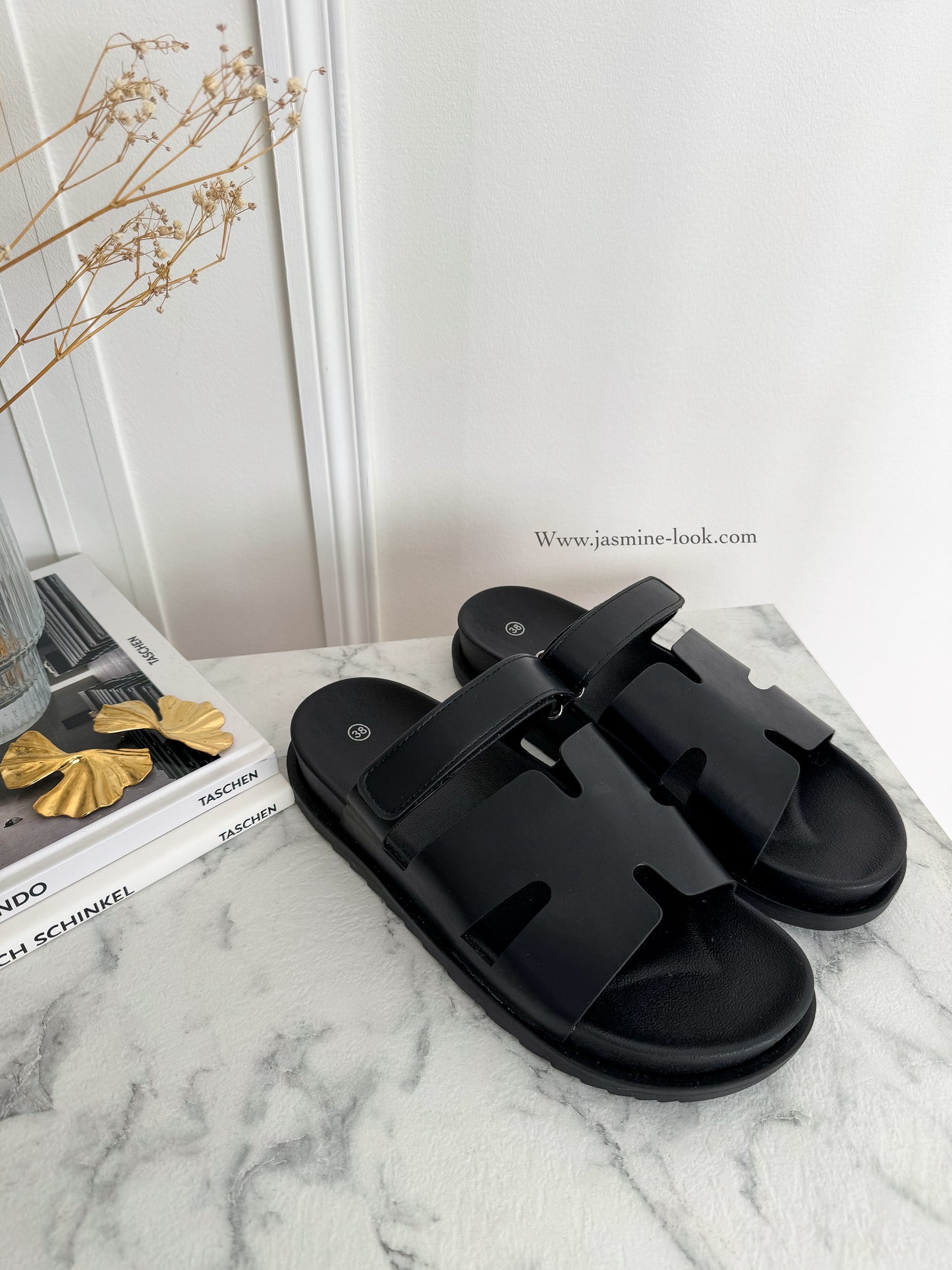 Black H Sandals