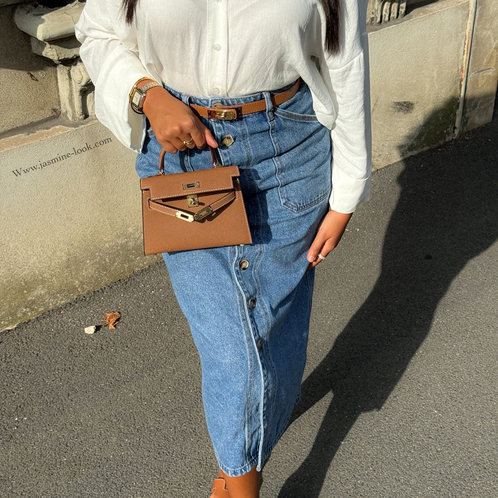 Button jean skirt