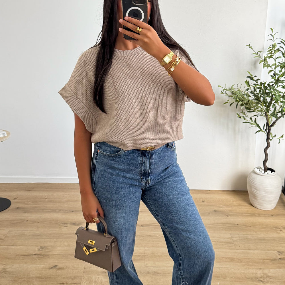 Pull crop taupe