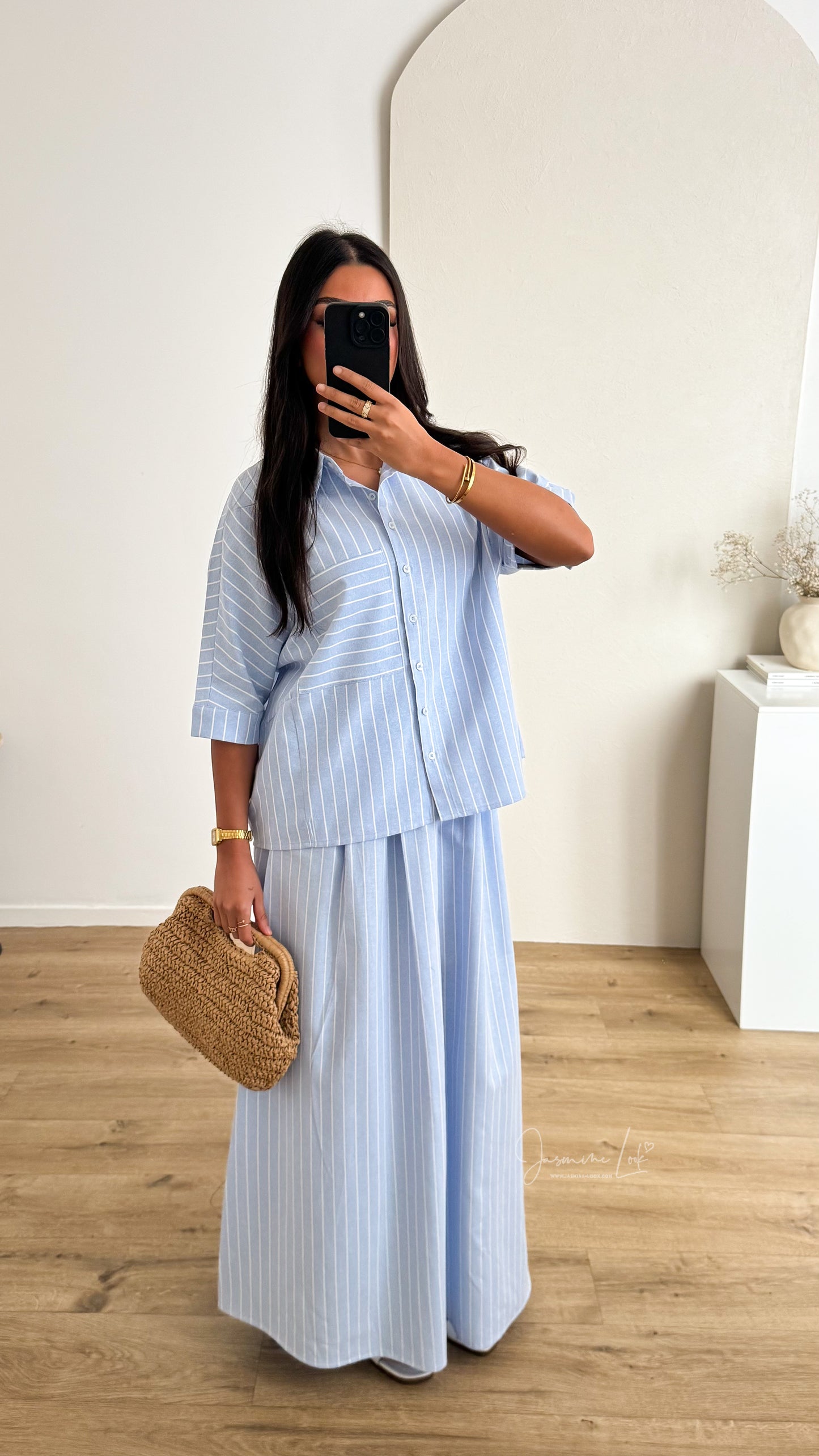 Chemise  ILANA | bleu ciel rayé