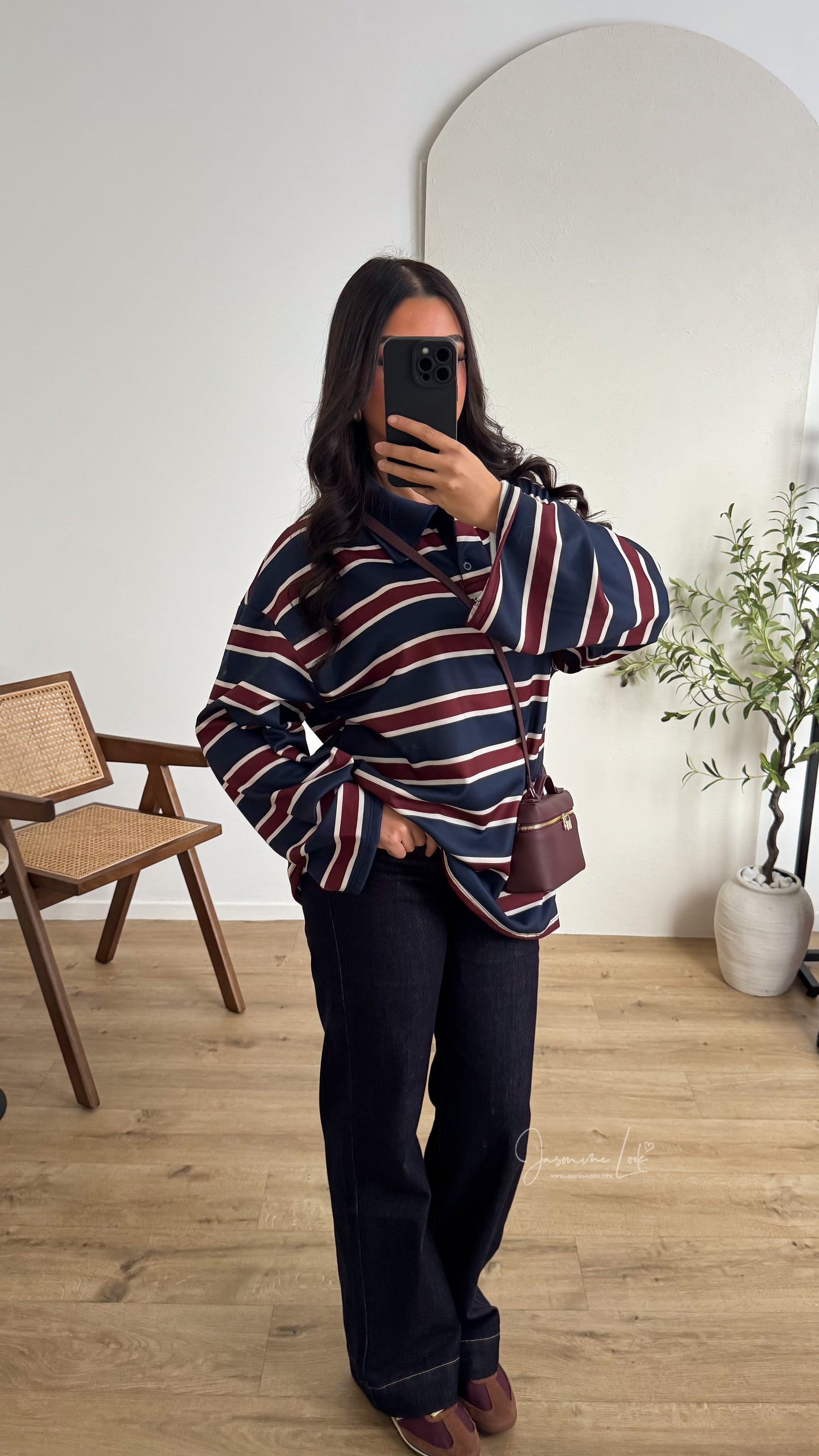 Polo Rayé polaire marine   | Bordeaux