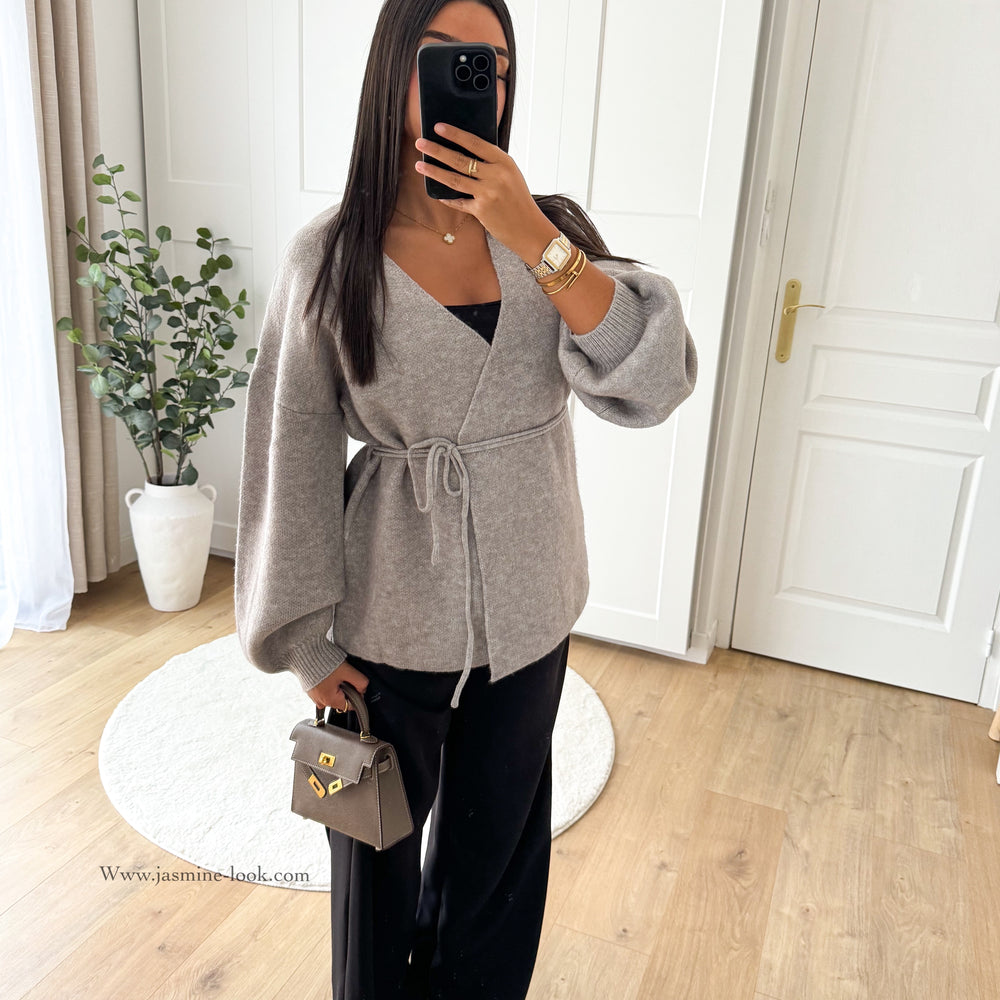 Grey wrap cardigan