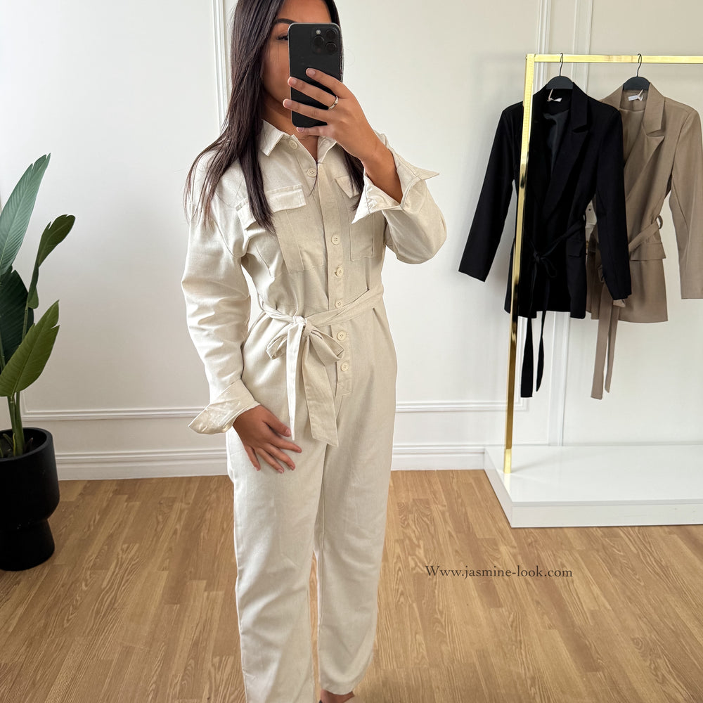 Linen beige jumpsuit