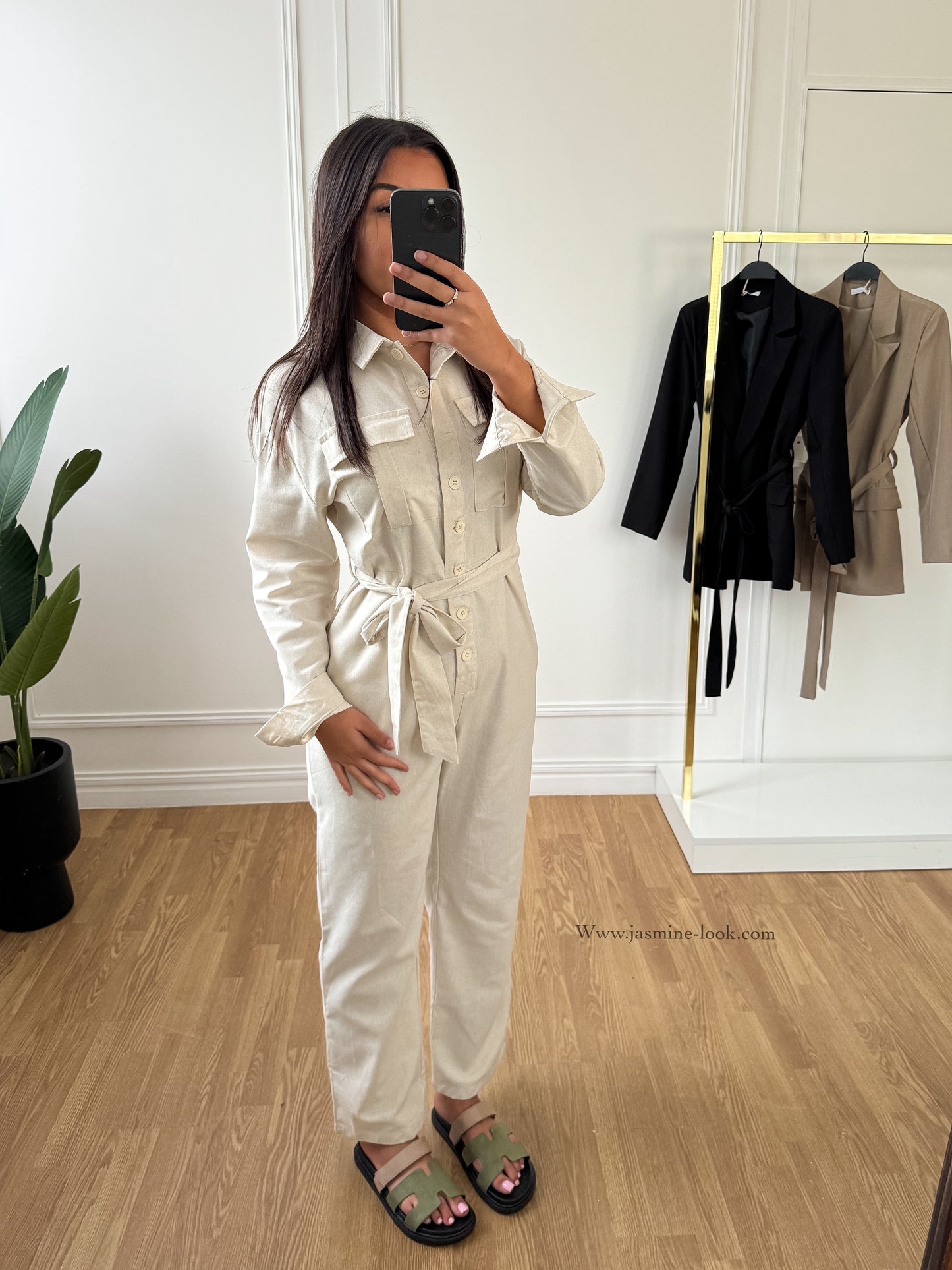 Linen beige jumpsuit