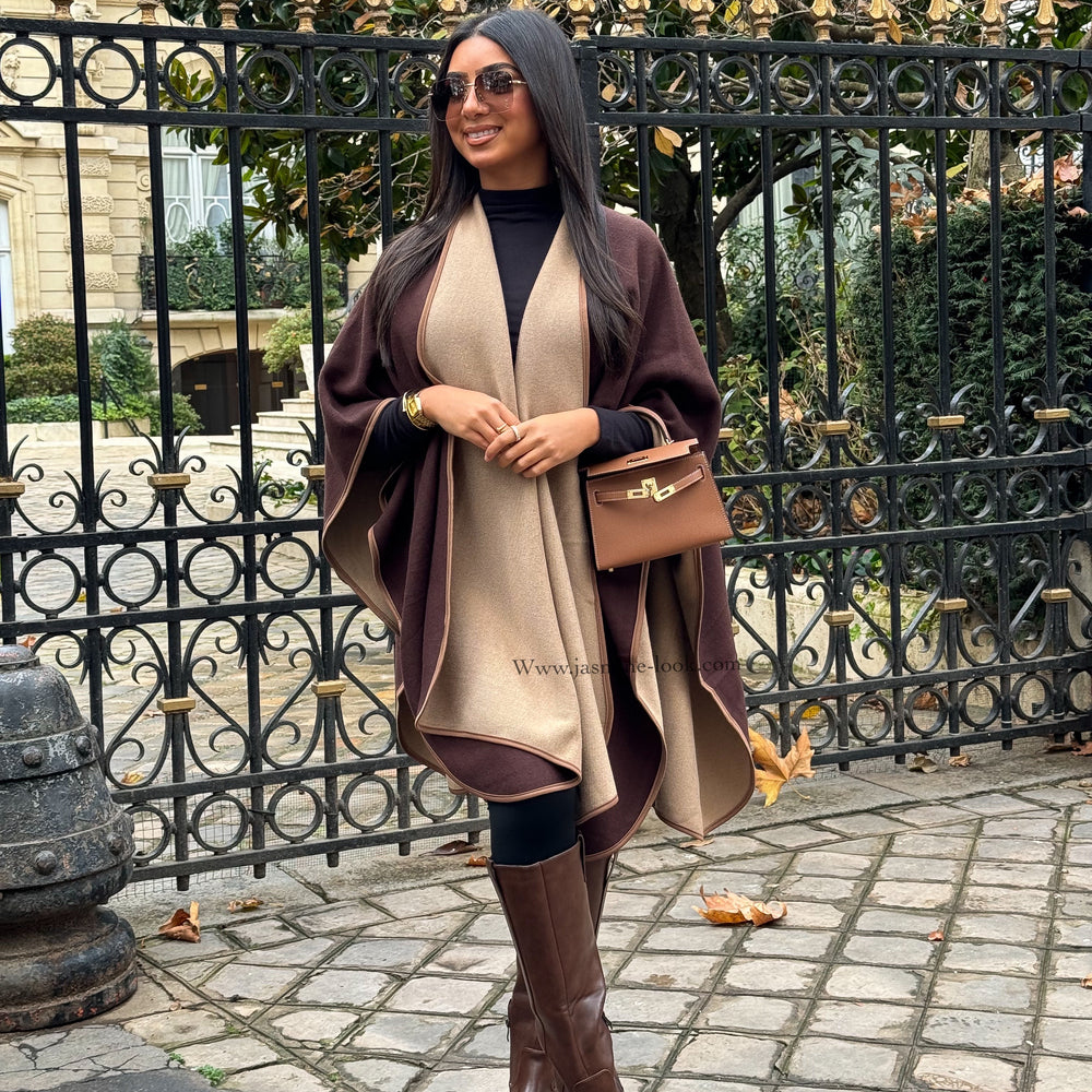 Cape Poncho Marron / beige