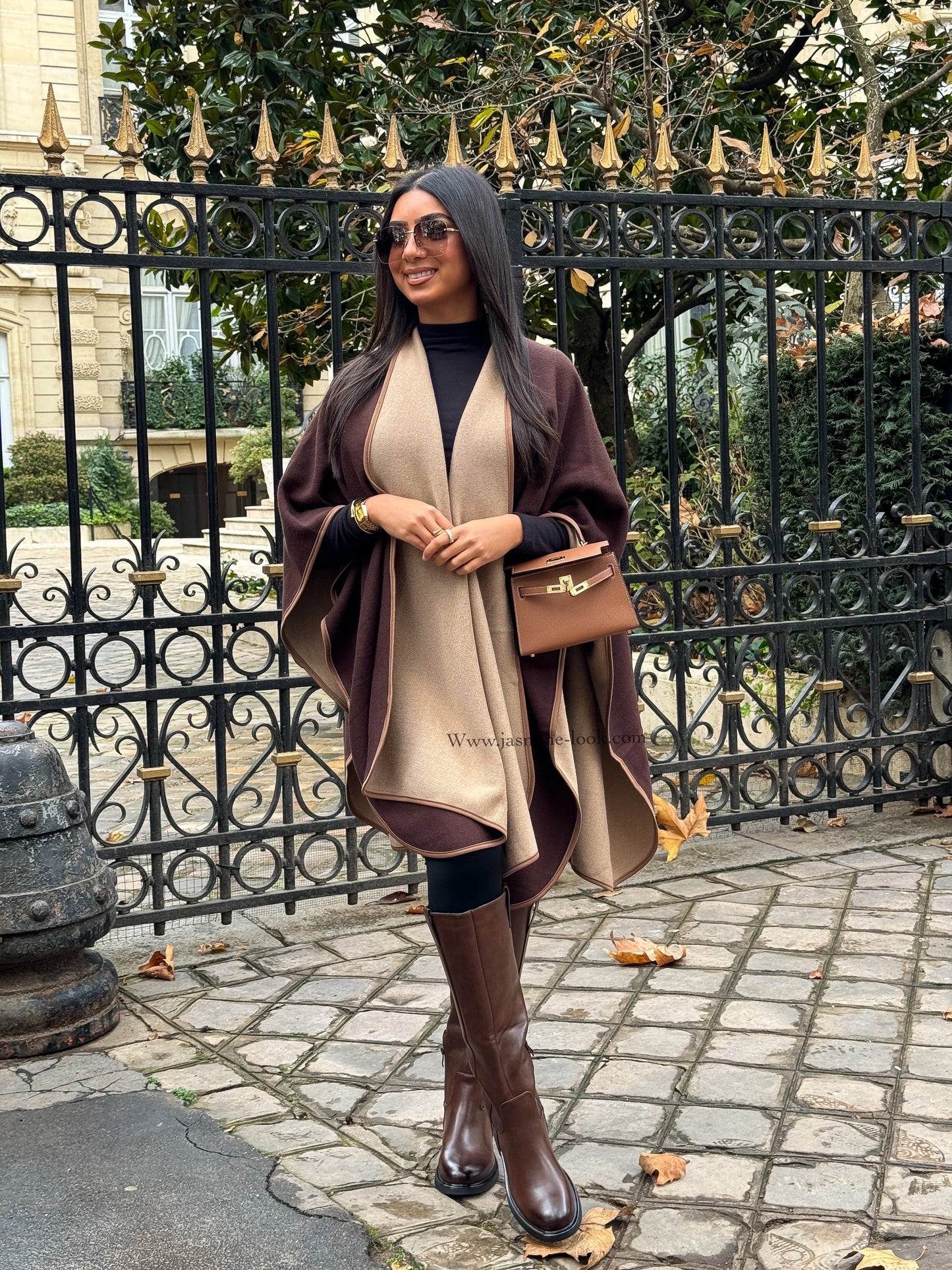 Cape Poncho Marron / beige