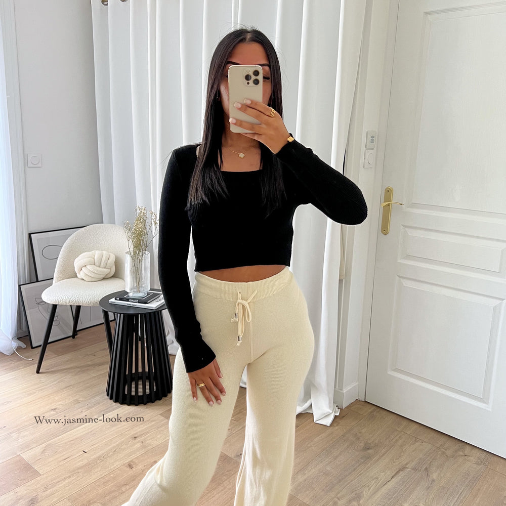 Mina beige mesh pants