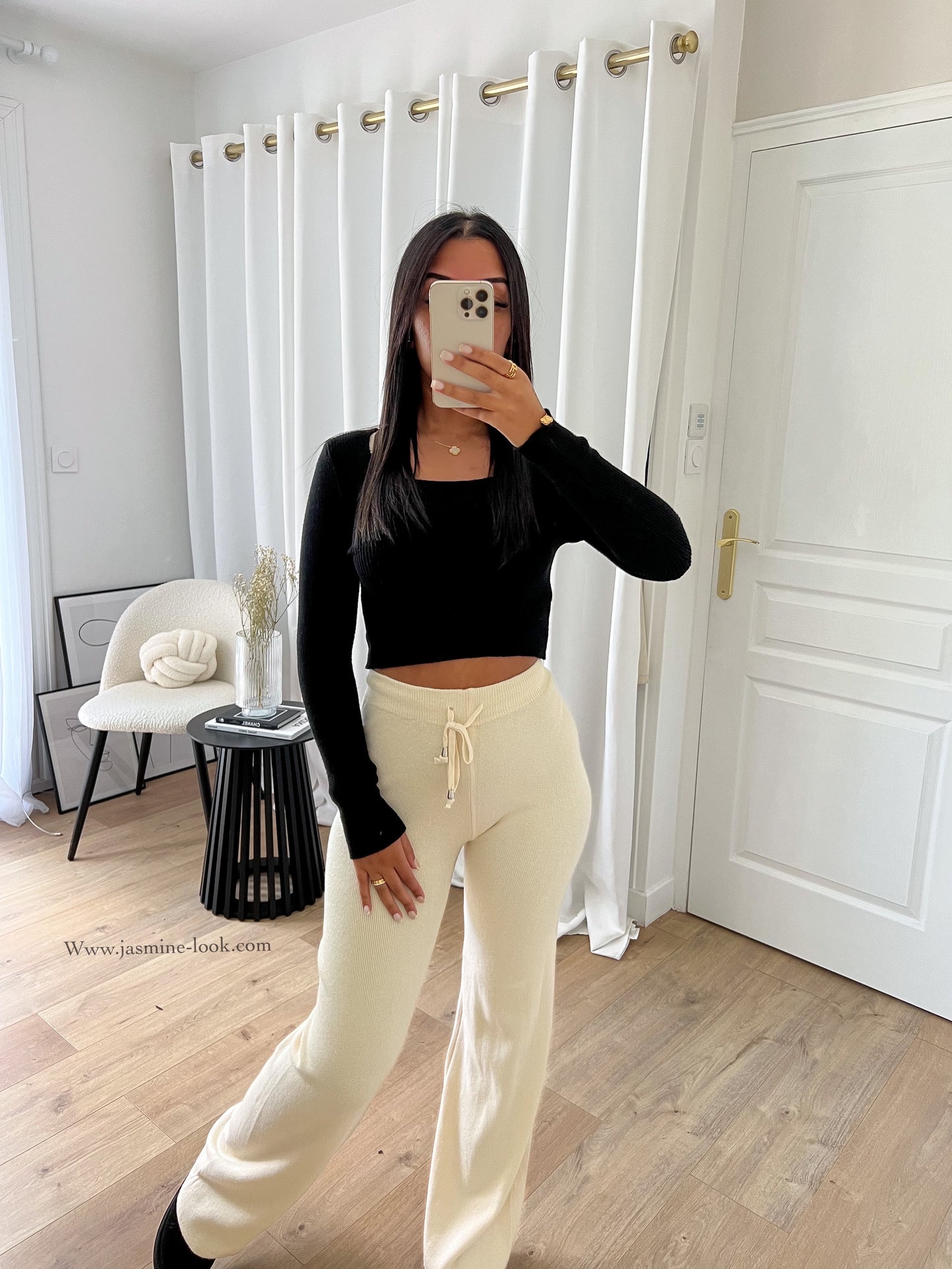 Mina beige mesh pants