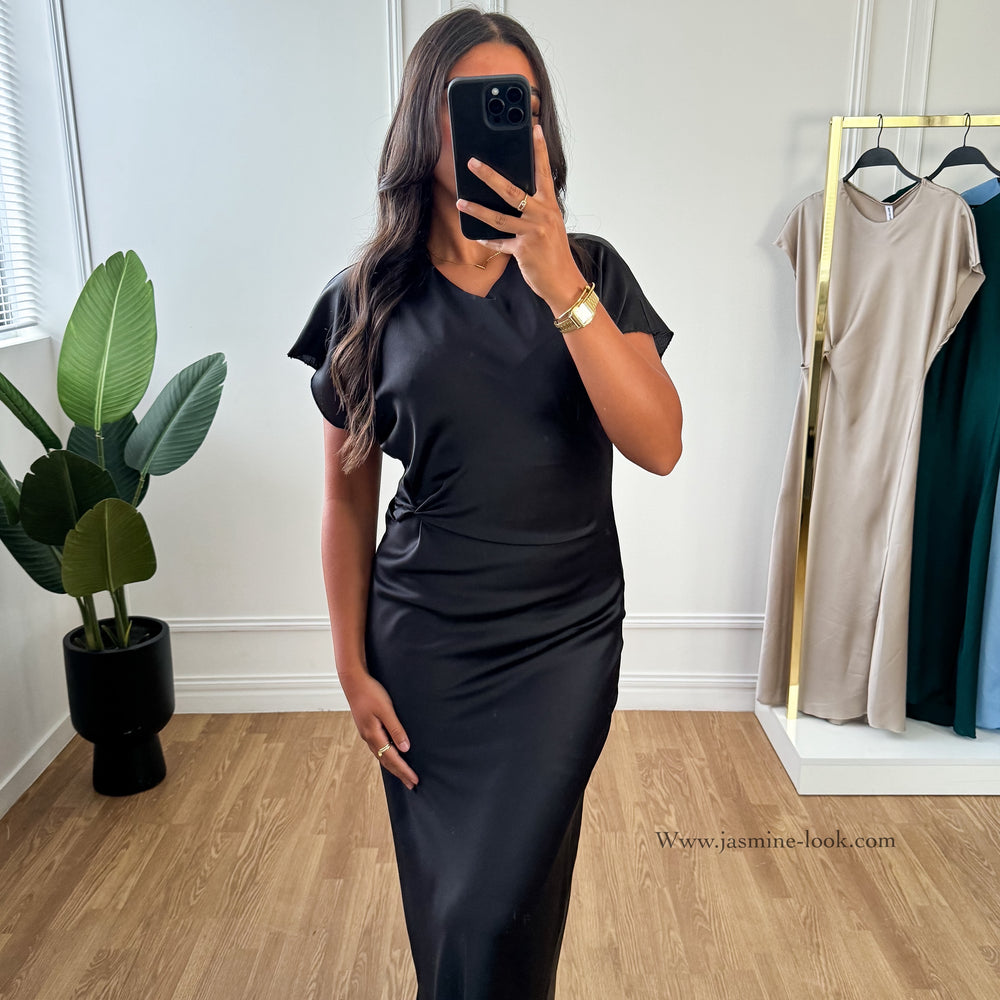 Black Satin Z Dress