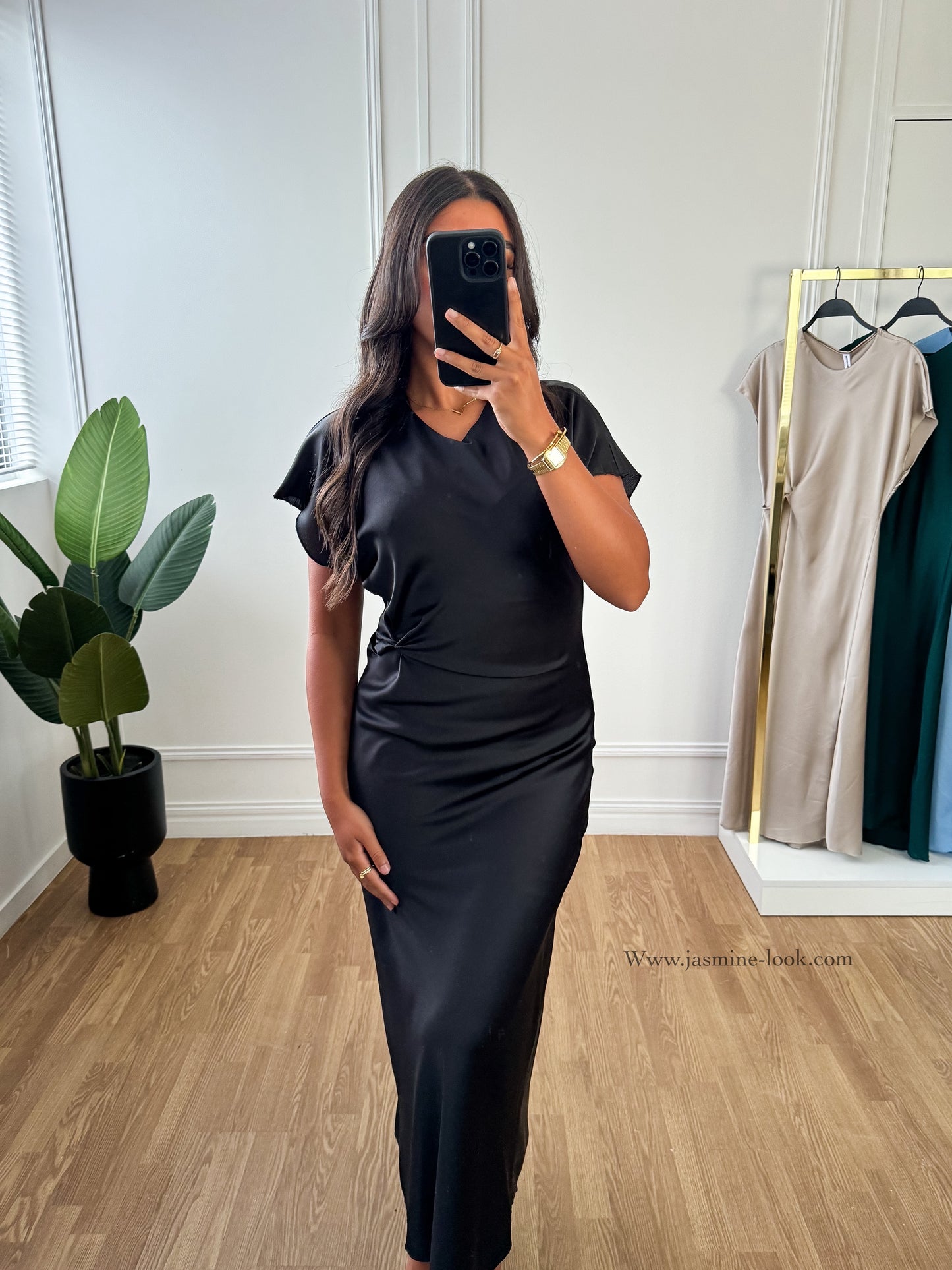 Black Satin Z Dress