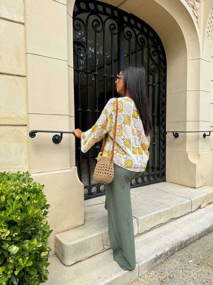 Gilet crochet jaune/vert