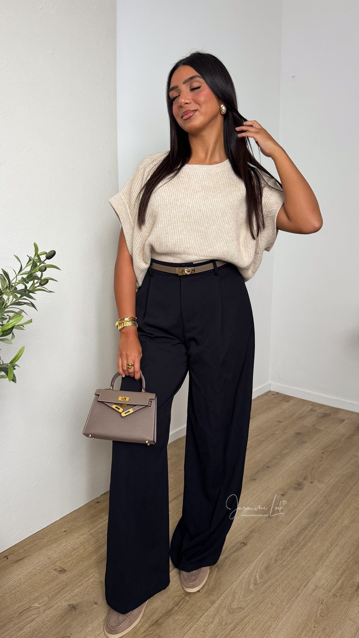 Pull crop beige