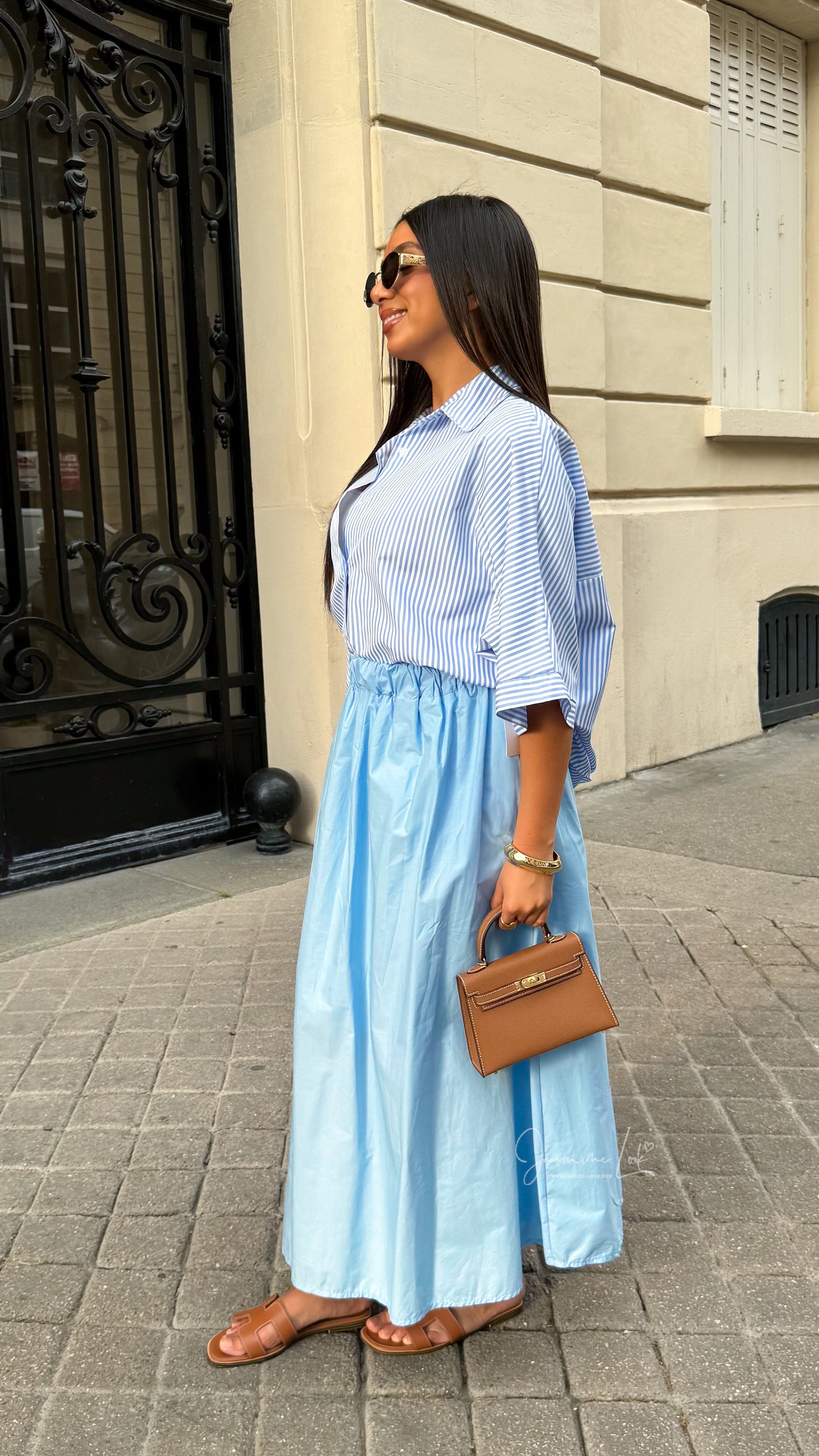 Jupe popeline Bleu ciel