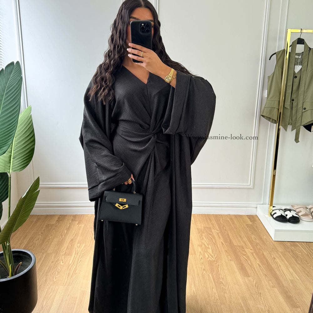 Black Qatari Kimono Set