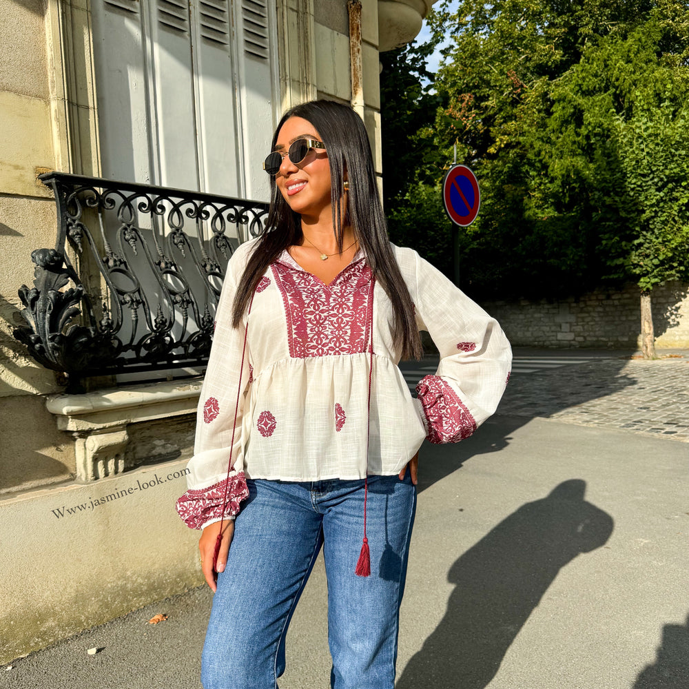 Burgundy Boho Blouse