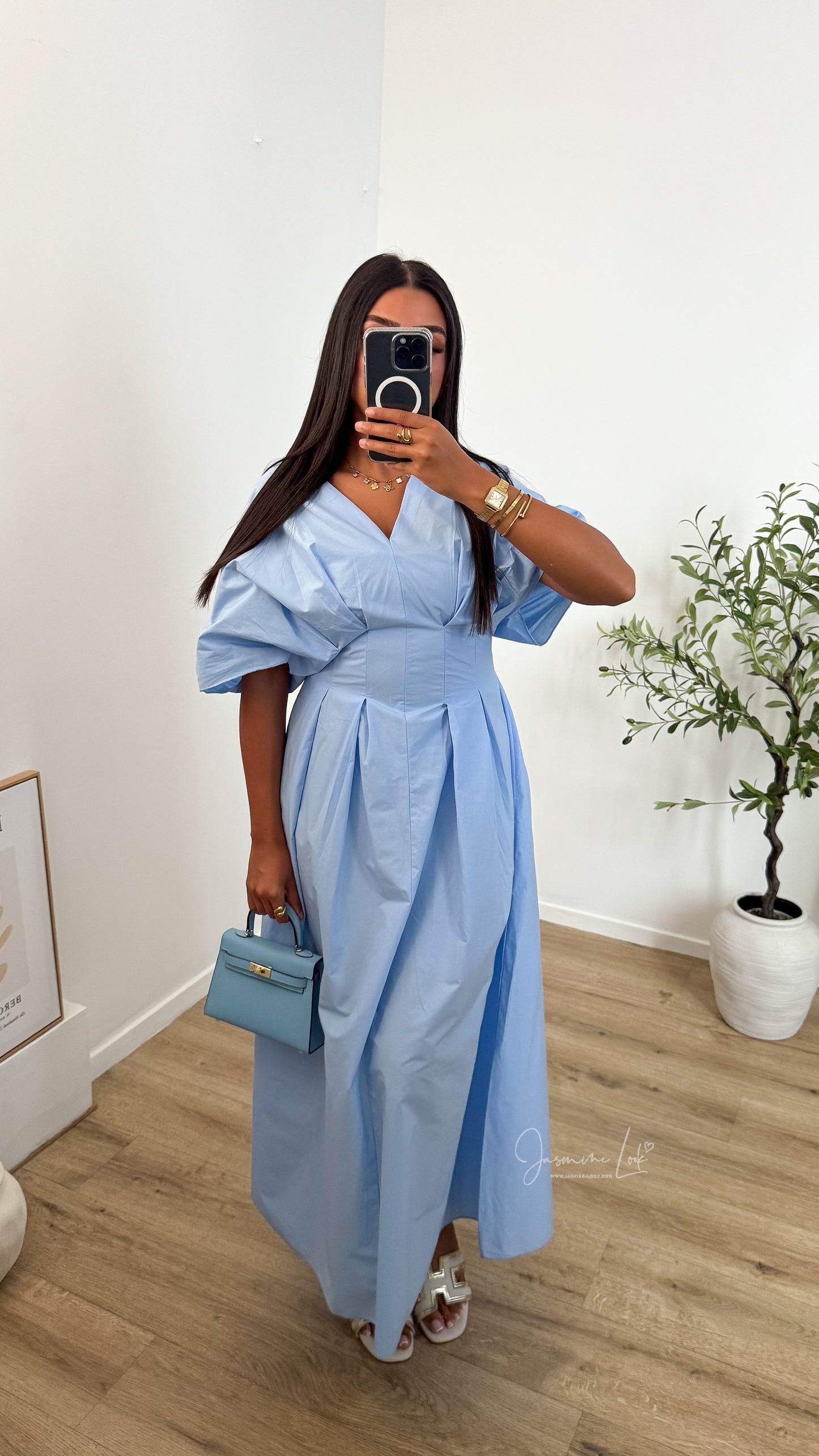 Robe Popeline Bleu ciel
