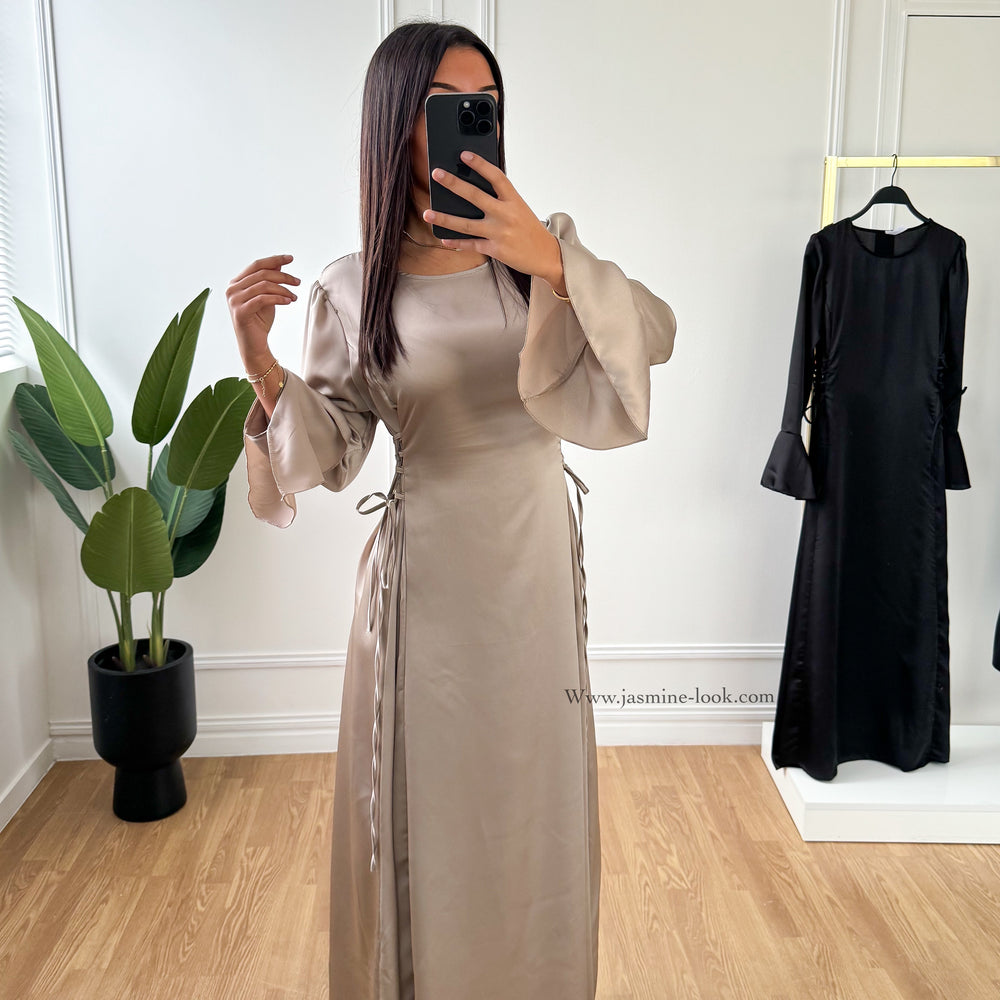 Esme taupe satin dress