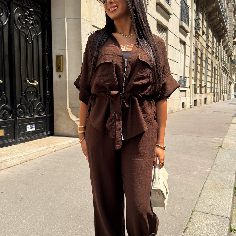 Ensemble Safari Zip marron