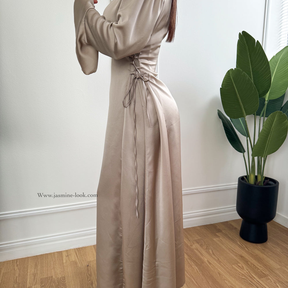 Esme taupe satin dress