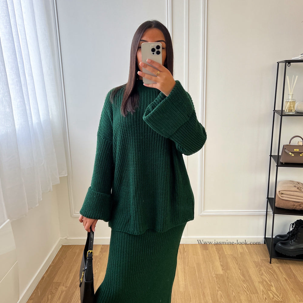 Mayna Green Skirt Set