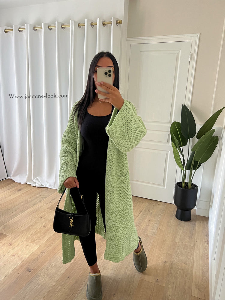 Gilet Crochet vert pastel
