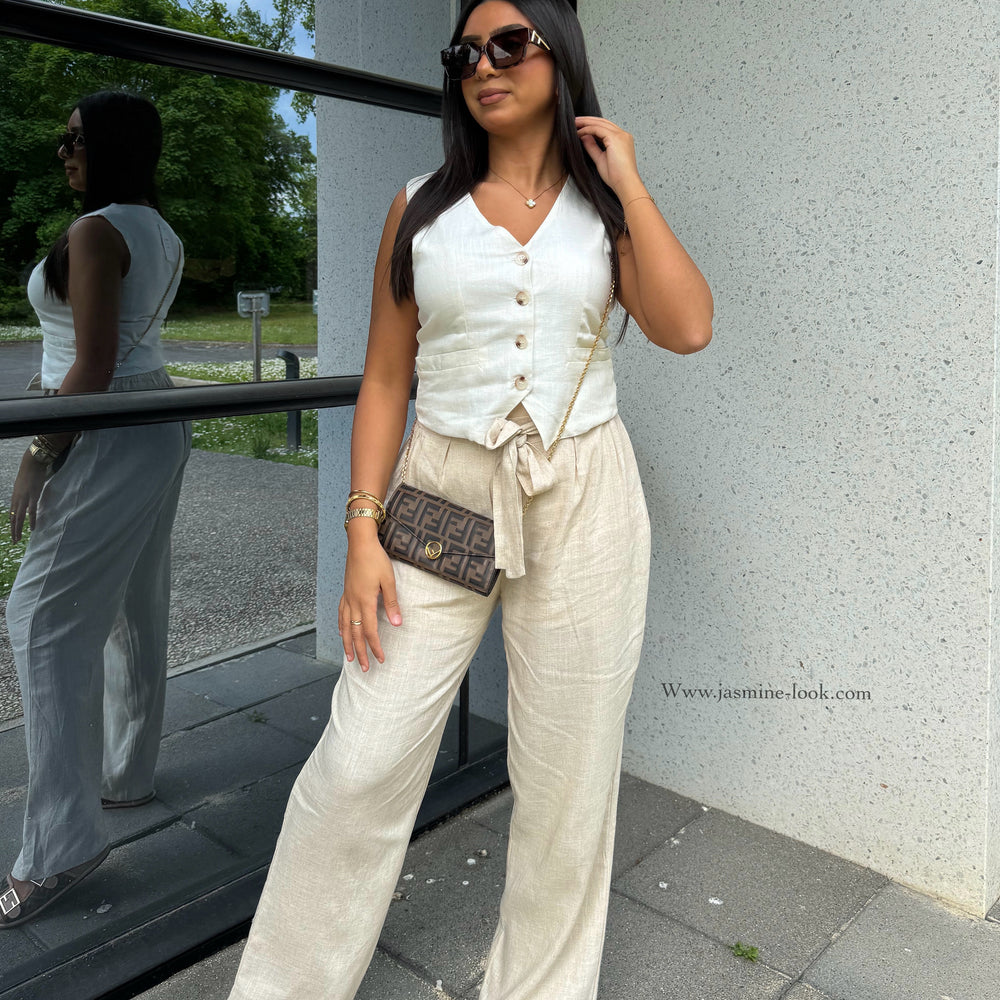 Beige linen pants