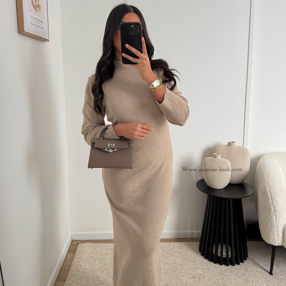 Robe pull Dania beige taupe