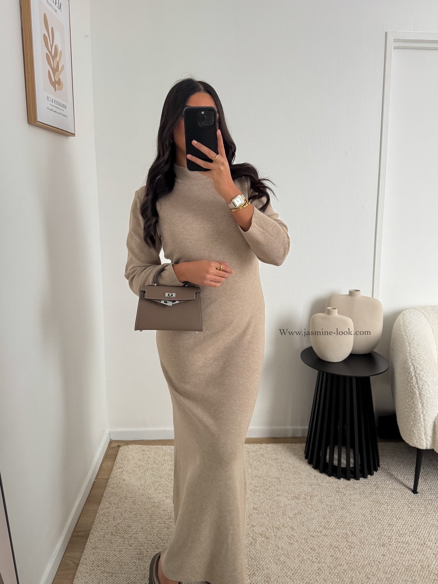 Robe pull Dania beige taupe