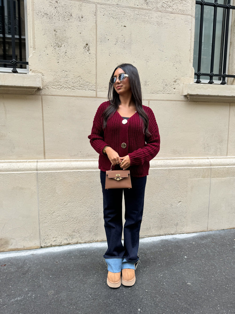 Gilet Button Bordeaux