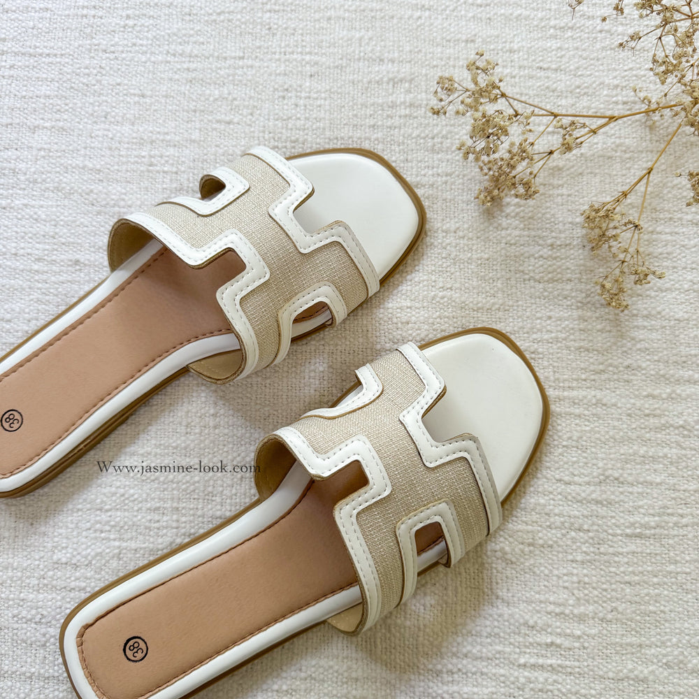 H Linen White Sandals