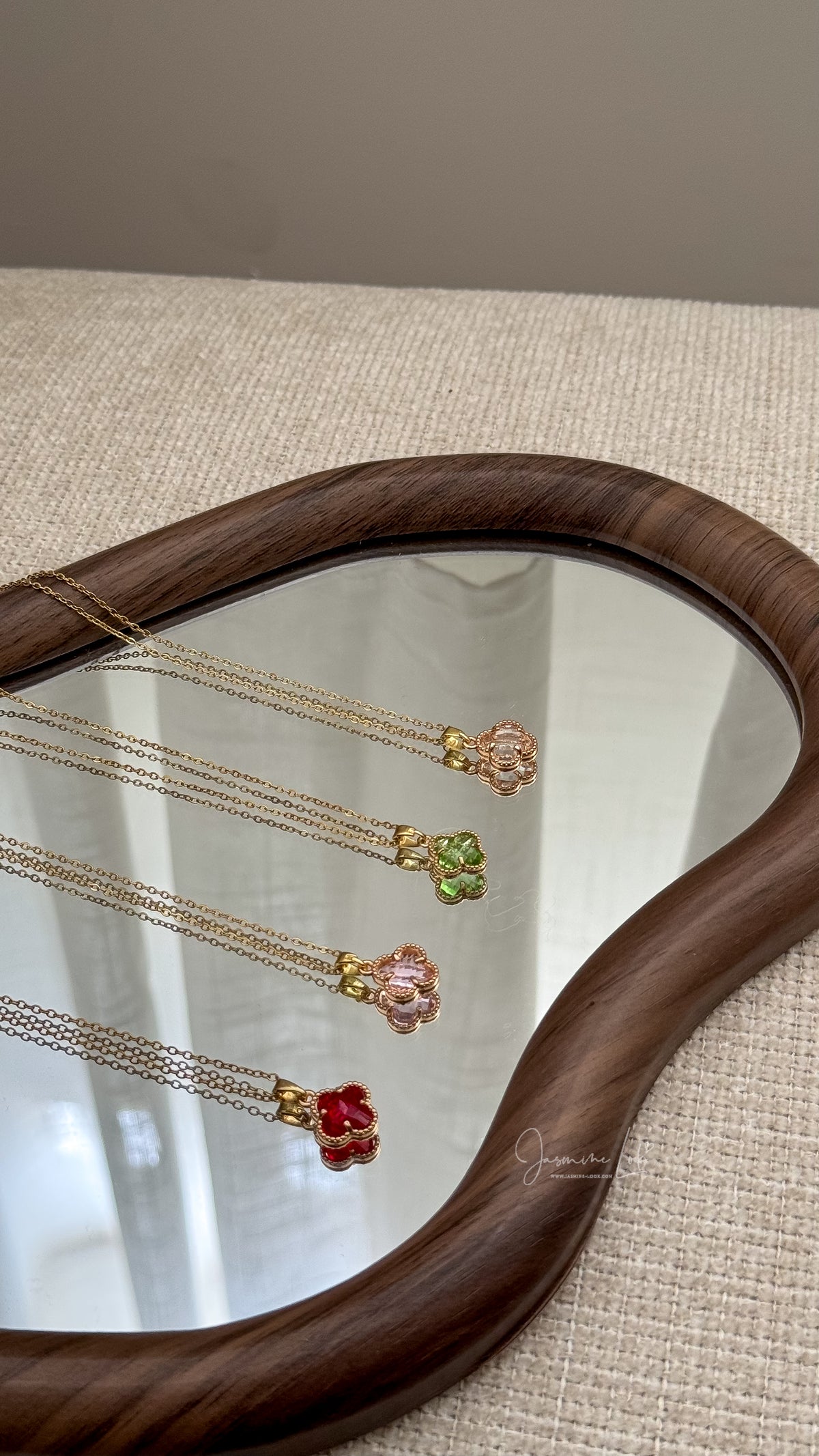 Collier trèfle transparent | acier inoxydable