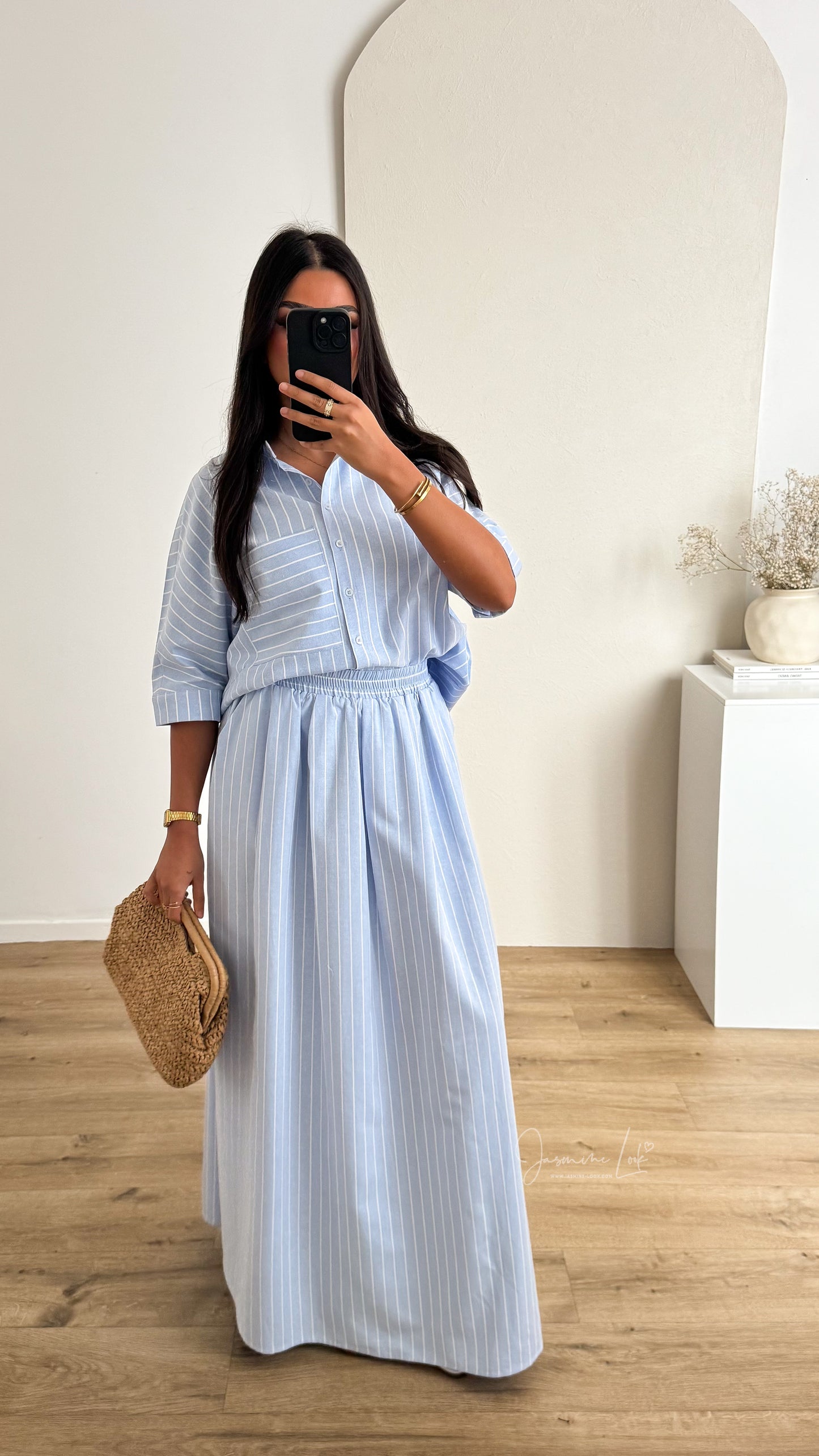 Jupe ILANA | bleu ciel rayé