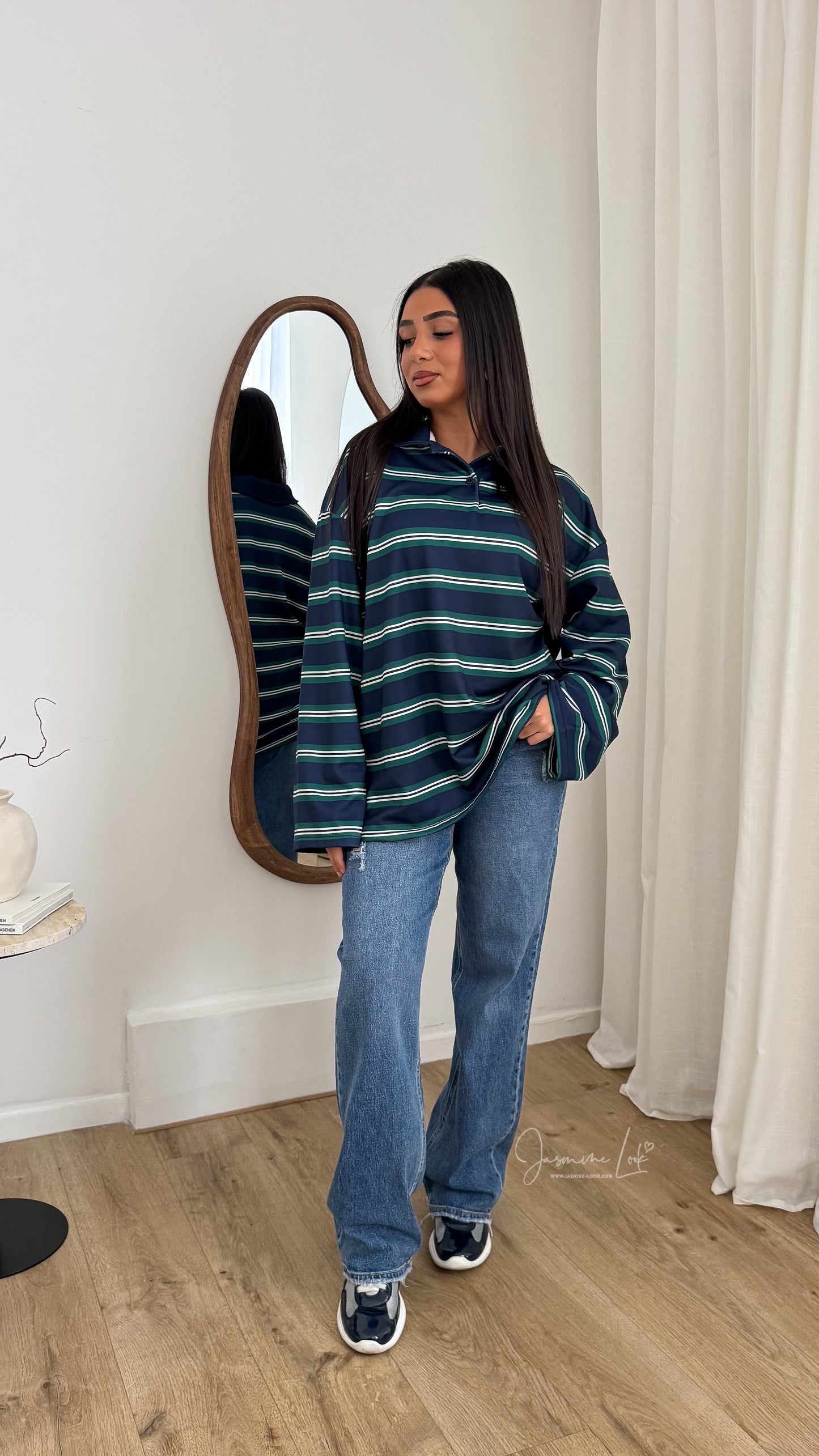 Polo Rayé polaire marine   | Vert