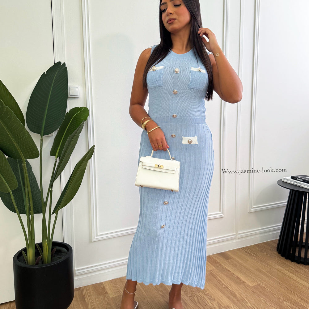 Sky blue pleated dress