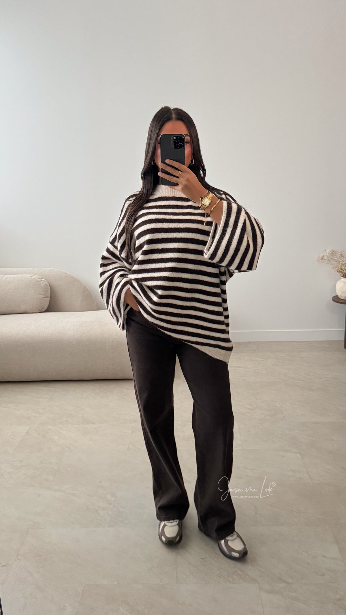 Pull Stripe | Marron crème