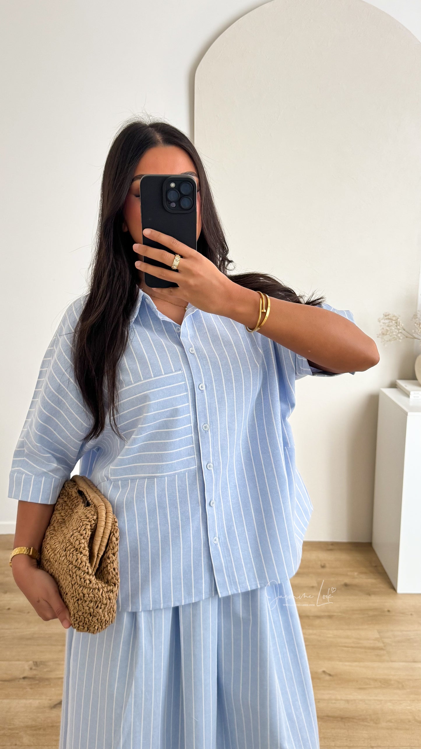 Chemise  ILANA | bleu ciel rayé