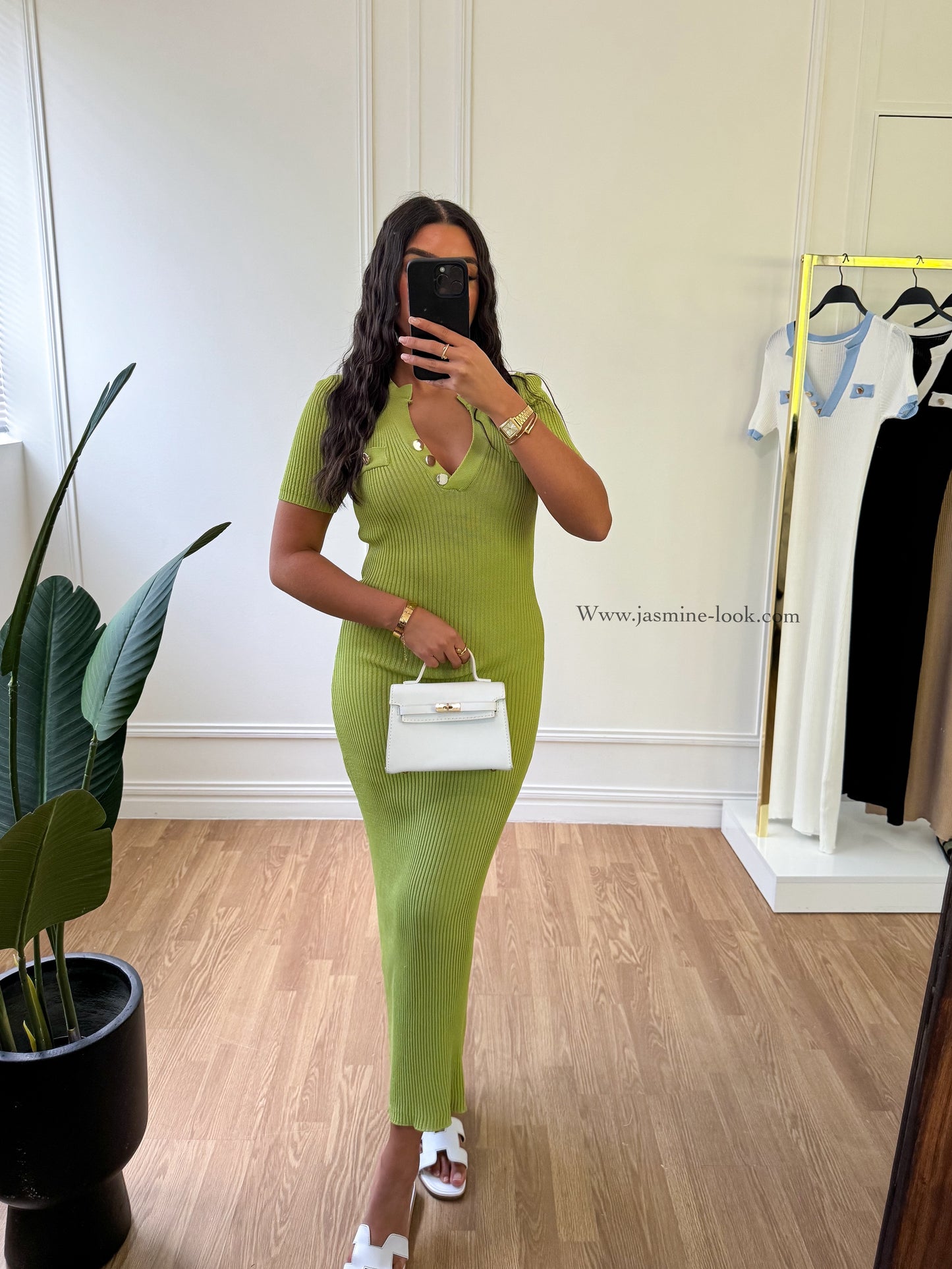 Sandra olive green dress