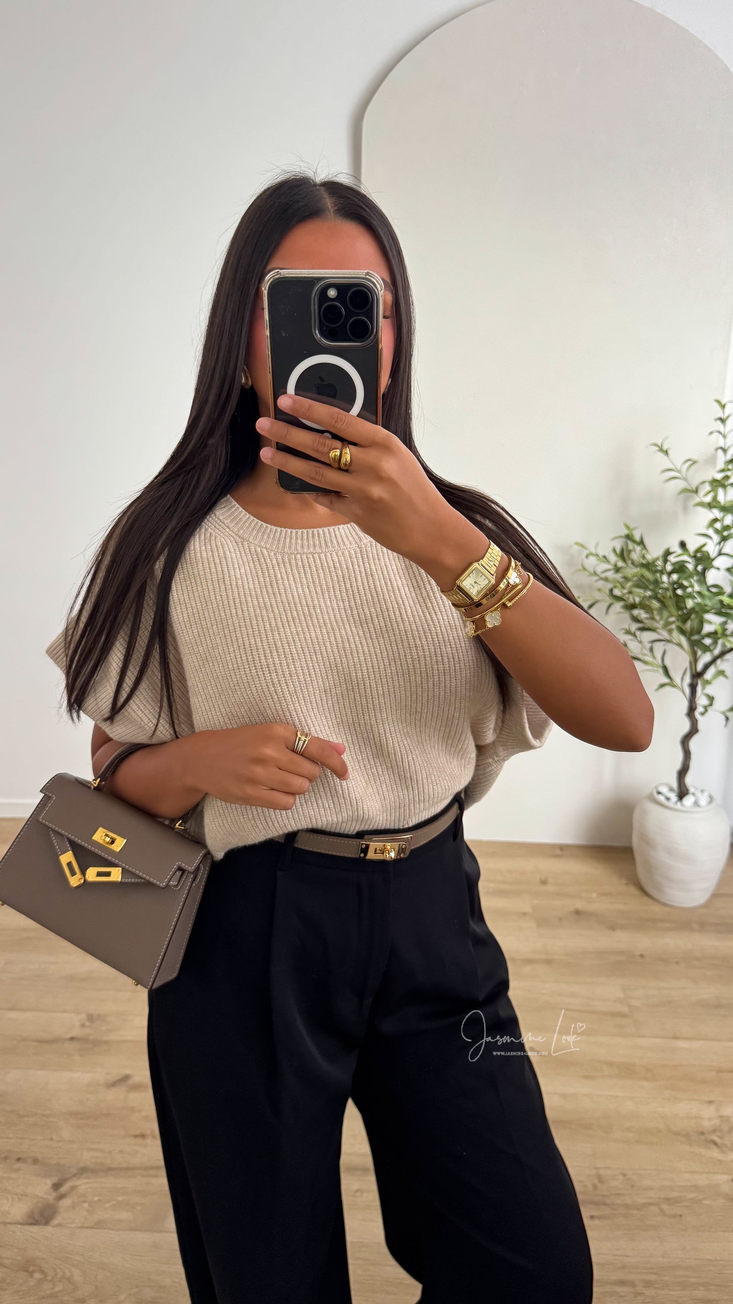 Pull crop beige