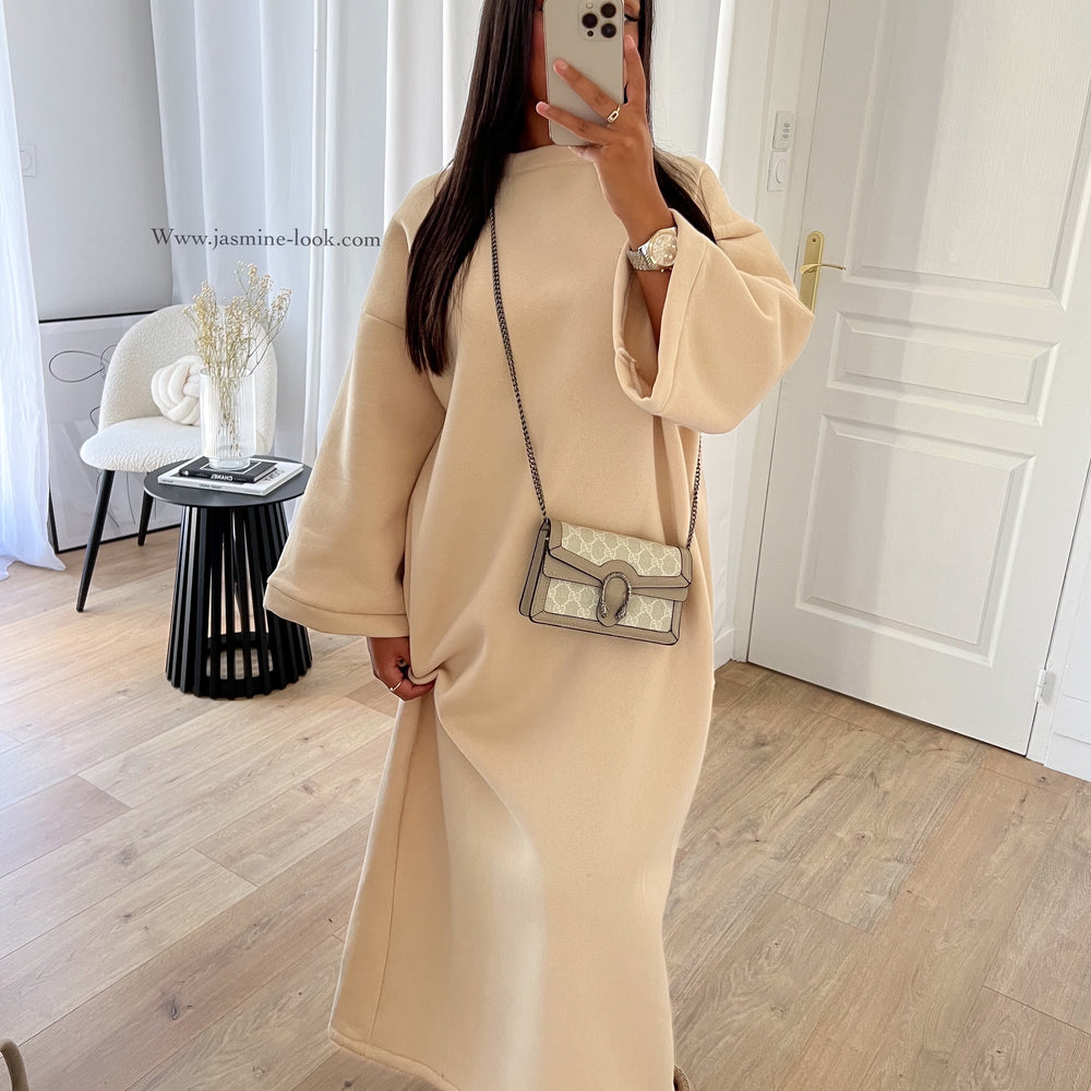 Modest beige fleece dress