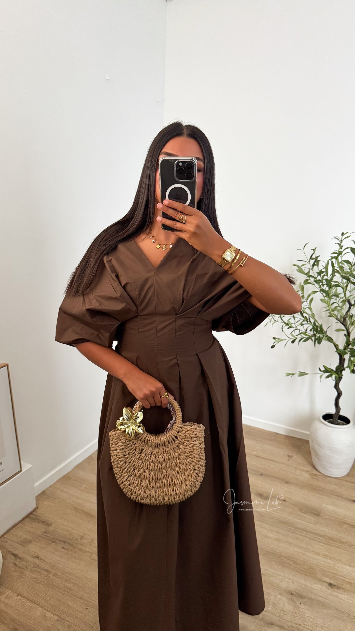 Robe Popeline Marron