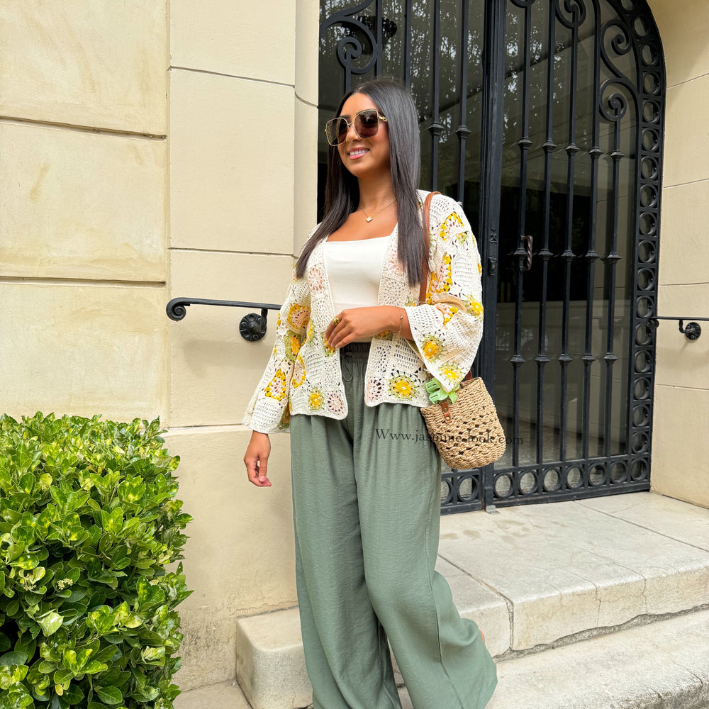 Yellow/green crochet vest