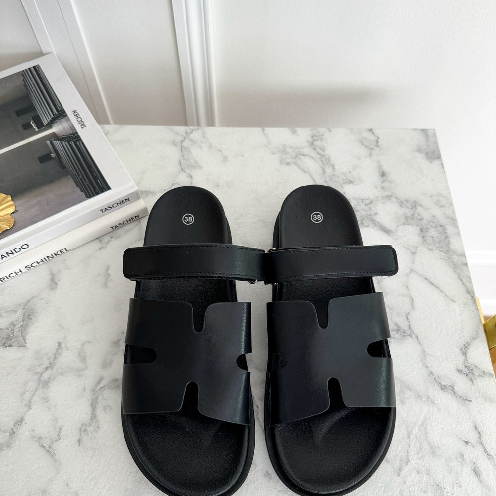 Black H Sandals